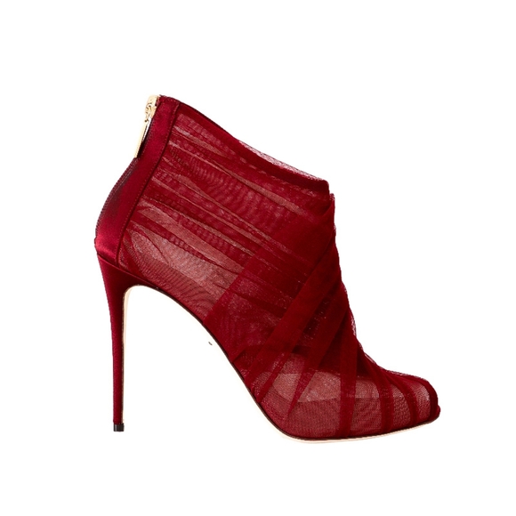 Dolce & Gabbana Shoes - DOLCE & GABANNA 💎 Red Tulle Open-Toe High-Heels Designer Booties Shoes EU 38.5